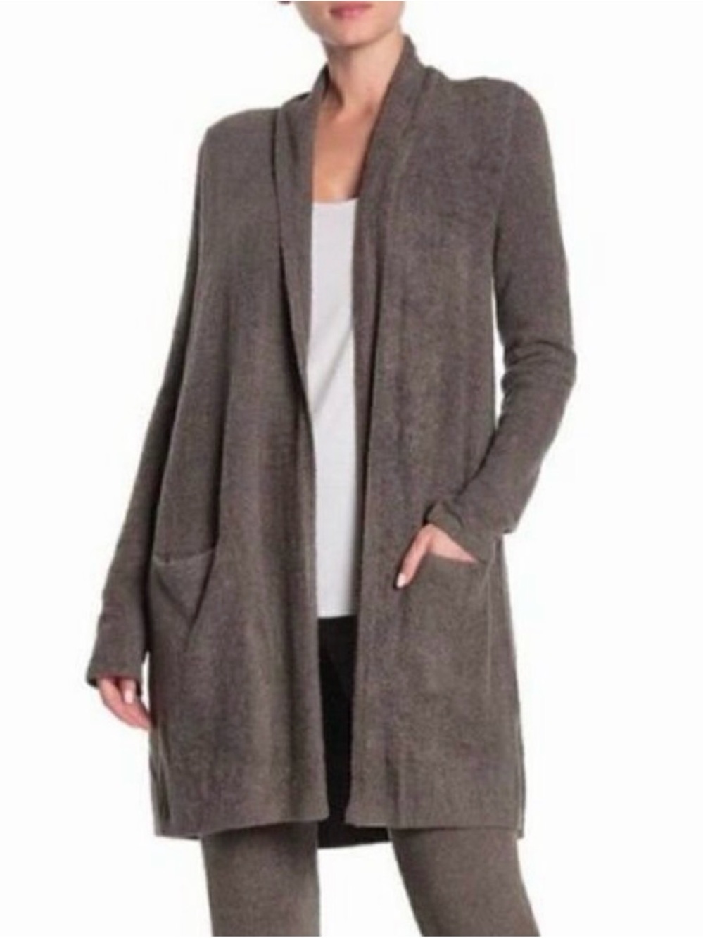 Barefoot Dreams Bamboo Chic Lite Essential Long Cardigan Cocoa Size Medium NWT - Picture 1 of 11
